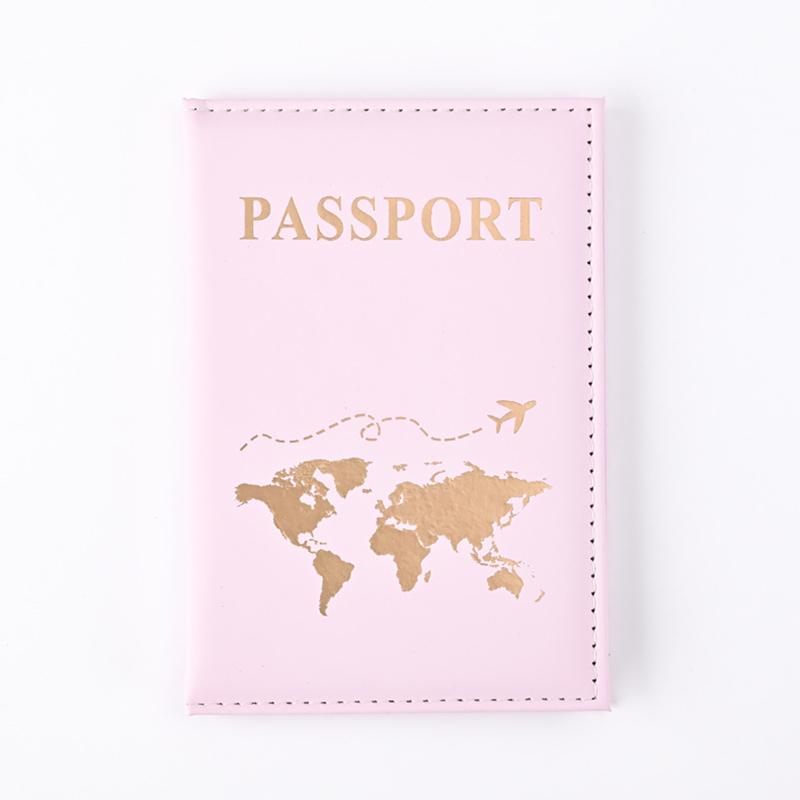 Fashion Passport Protective Cover Pu Leather World Pattern Travel Passport Holder Wallet Gift Card Case Cover Unisex Storage Bag