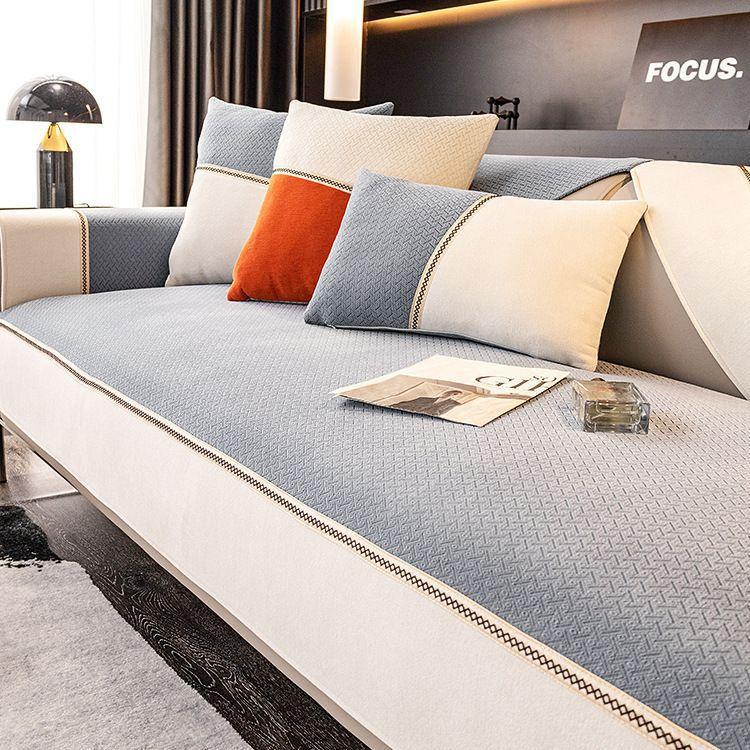 Cool Style Gray Sofa Cushion Simple Modern Four Seasons Universal Non-Slip Thickened New Leather Cover Cover Cover Cloth