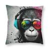 Monkey Headphones Sunglasses Dj Pillowcase Polyester Linen Velvet Creative Zip Decorative Pillow Case Home Cushion Cover