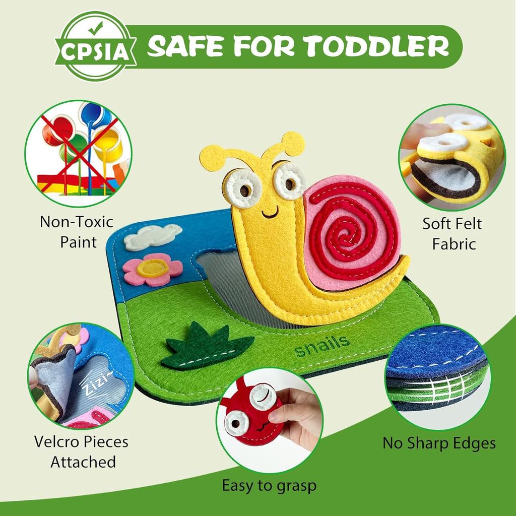 Игрушка Монтессори Жираф Бизиборд 3D книга из фетра для мелкой моторики, навыков раннего образования, развития знаний