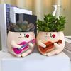 Guitar Smiling Face Planter Pot Resin Ukulele Head Flowerpot Indoor