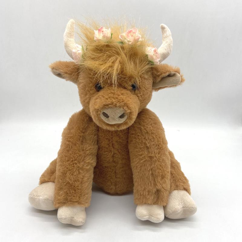 Scottish Highland Cow Sound Plush Doll with Long Hair