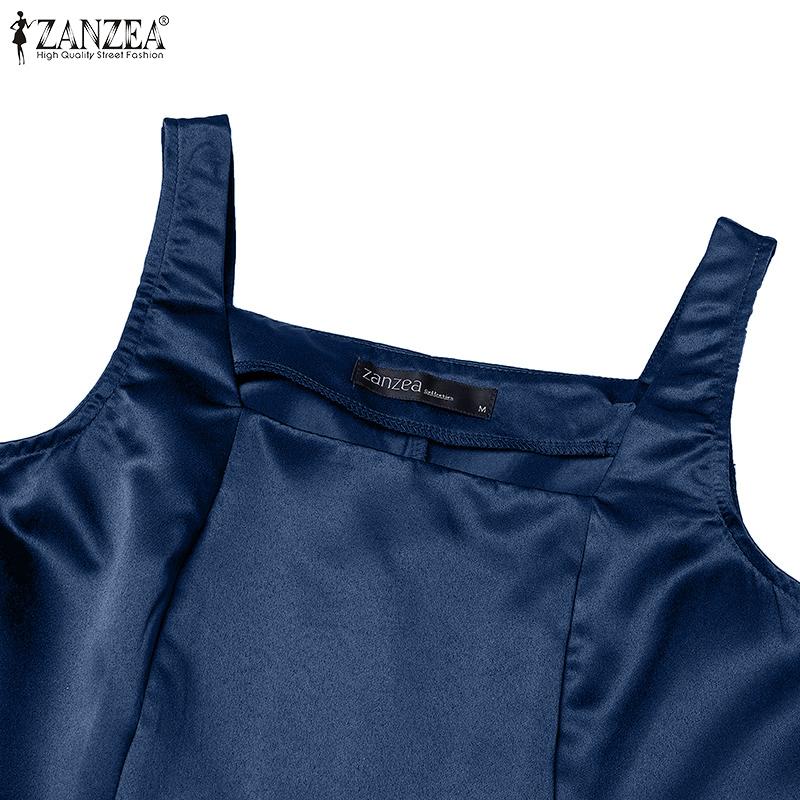 ZANZEA Женское летнее длинное платье трапециевидной формы без рукавов с квадратным вырезом