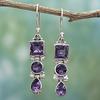 Bluelans Earrings AmethystDrop Earrings Women Faux Pear/Round/Square Dangle Hook Vintage