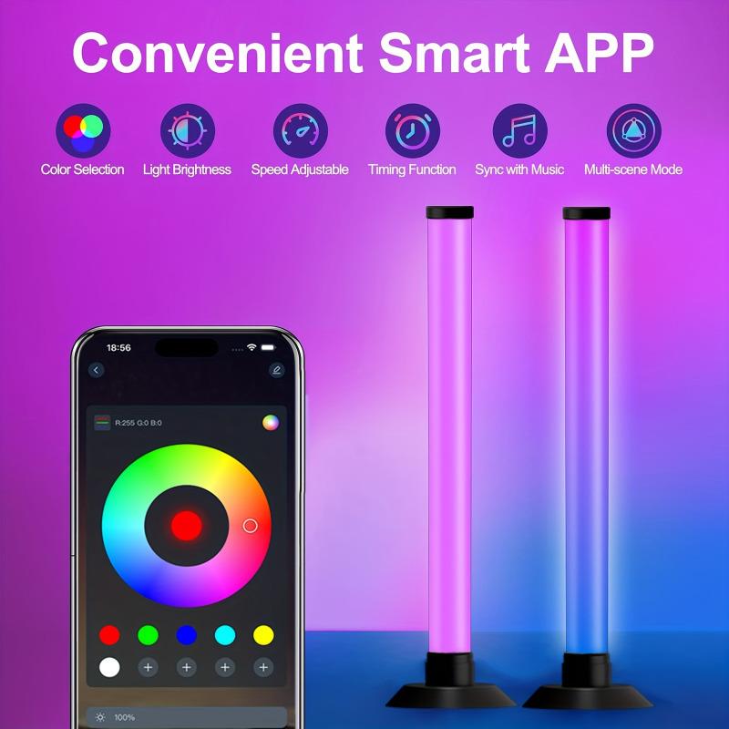 RGB LED Амбиентная подсветка, Двойная светодиодная лампа с синхронизацией по музыке, Управление через приложение и пульт ДУ, USB-питание, Декор для спальни, Игрового стола, Прямых трансляций