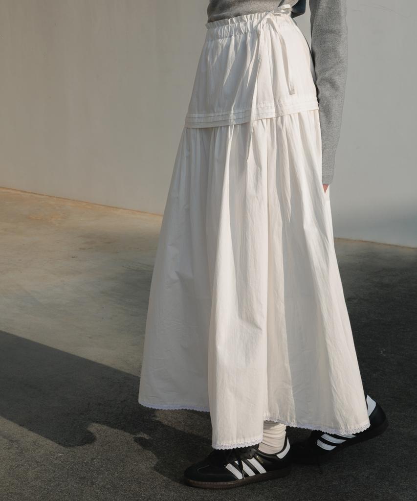 Dehebe Ruffle Long Skirt [Ivory]