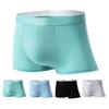 Men Boxer Underwear Mid-rise Wide Elastic Waistband Slim Fit Shorts Briefs Solid Color