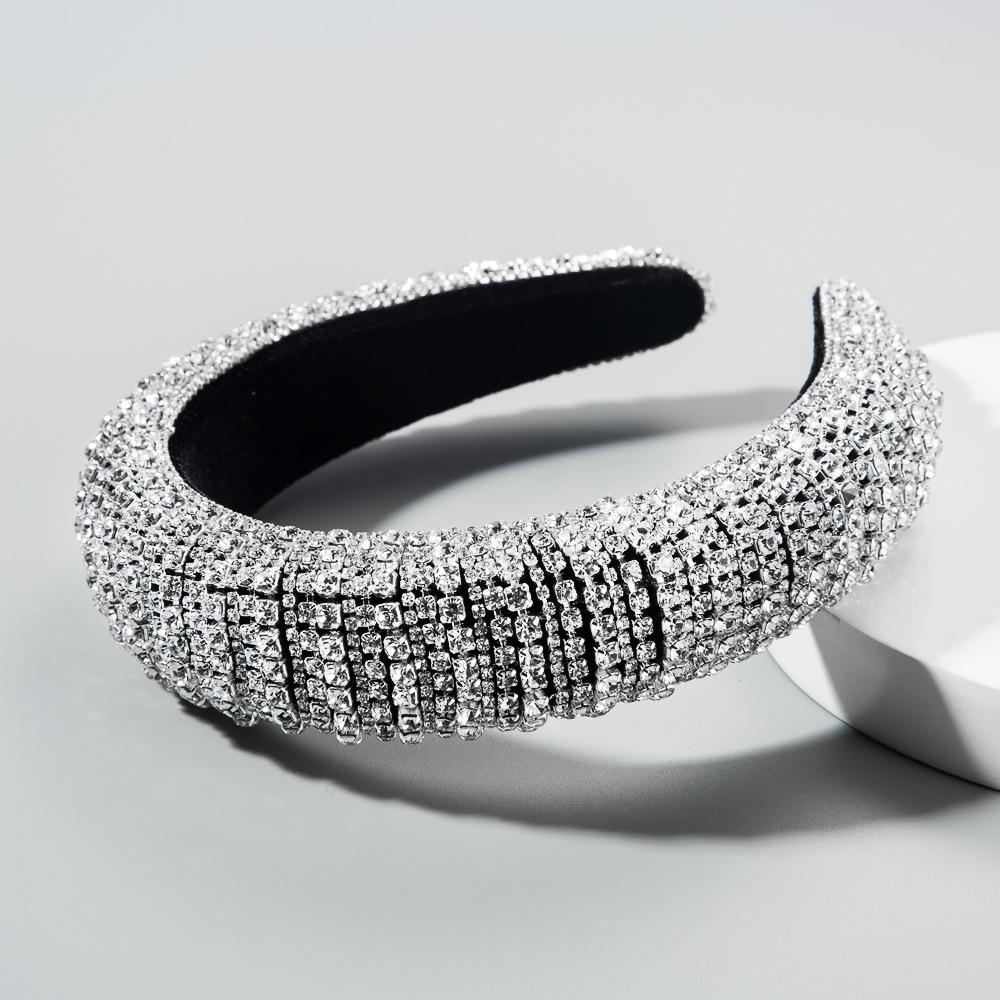 Женская барочная повязка на голову Высококачественная повязка для волос Красочная стразовая повязка для волос Ободок Головной убор Белые резинки для волос Аксессуары