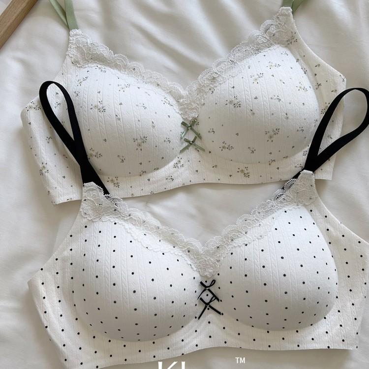 Lace contrasting floral underwear women's small breasts gather and close secondary breasts anti-sagging, no marks, no steel ring bra cover