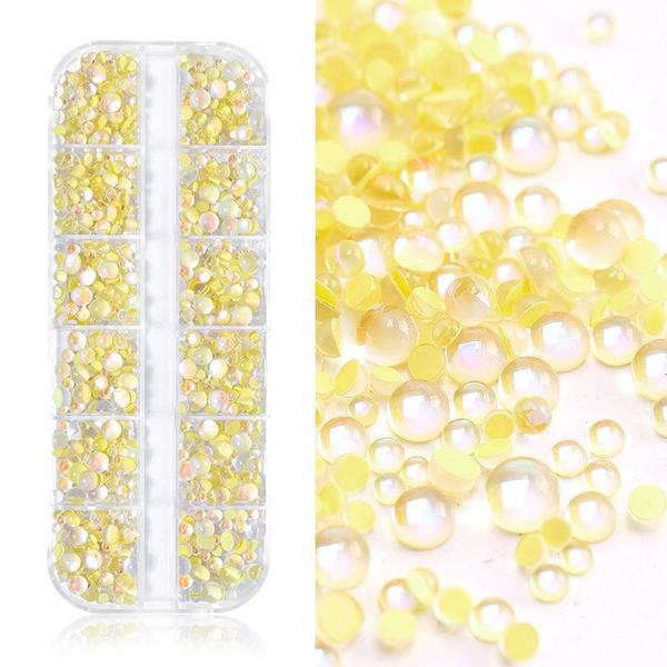 3D бусины для ногтей Aurora Bubble, бусины Crystal Mermaid Bubble для ногтей, набор хрустальных страз для ногтей с плоской задней поверхностью, цветные полукруглые бусины и стразы