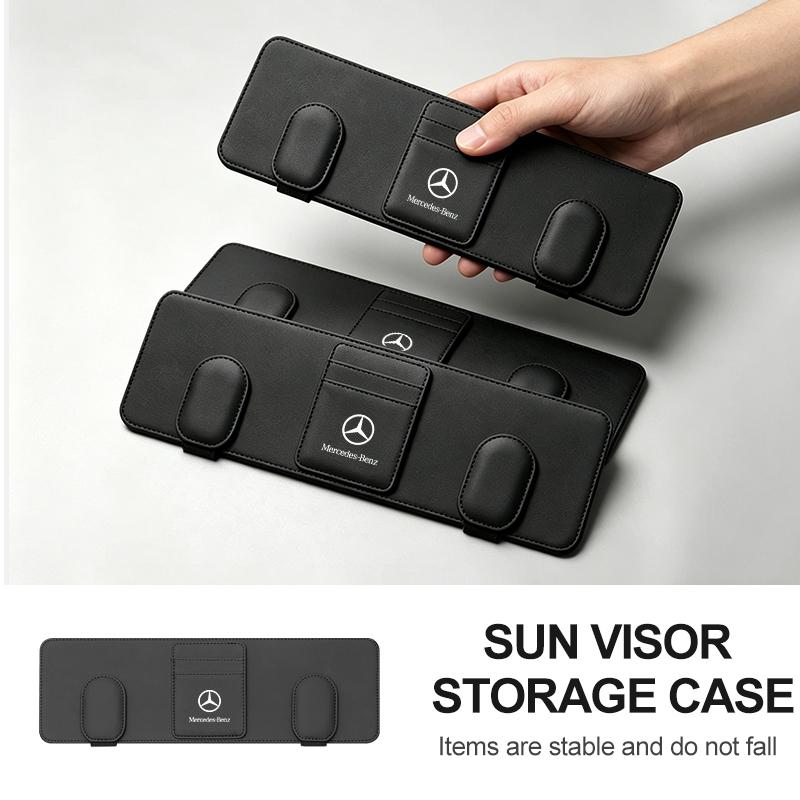 FA03Car Sun Visor Leather Glasses Sunglasses Clip Holder Case Storage For Mercedes Benz AMG A C E S G Class W201 W210 W108 W204 W205