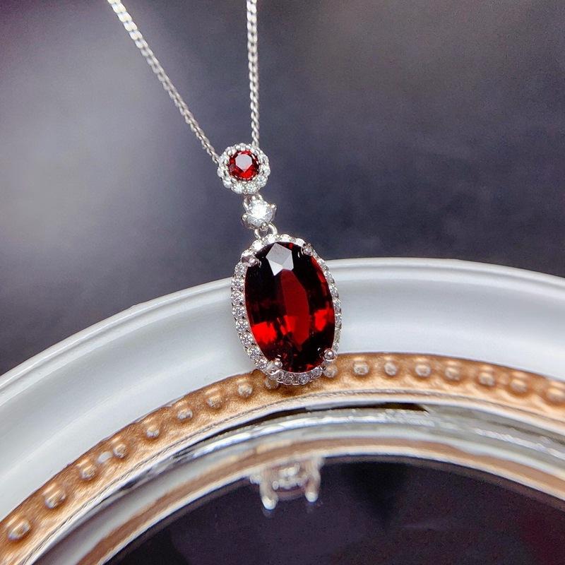 BELLA BOX Red Oval Shape Gorgeous Personalized Clavicle Chain Simple Crystal Necklace For Women Charm Wedding Engagement