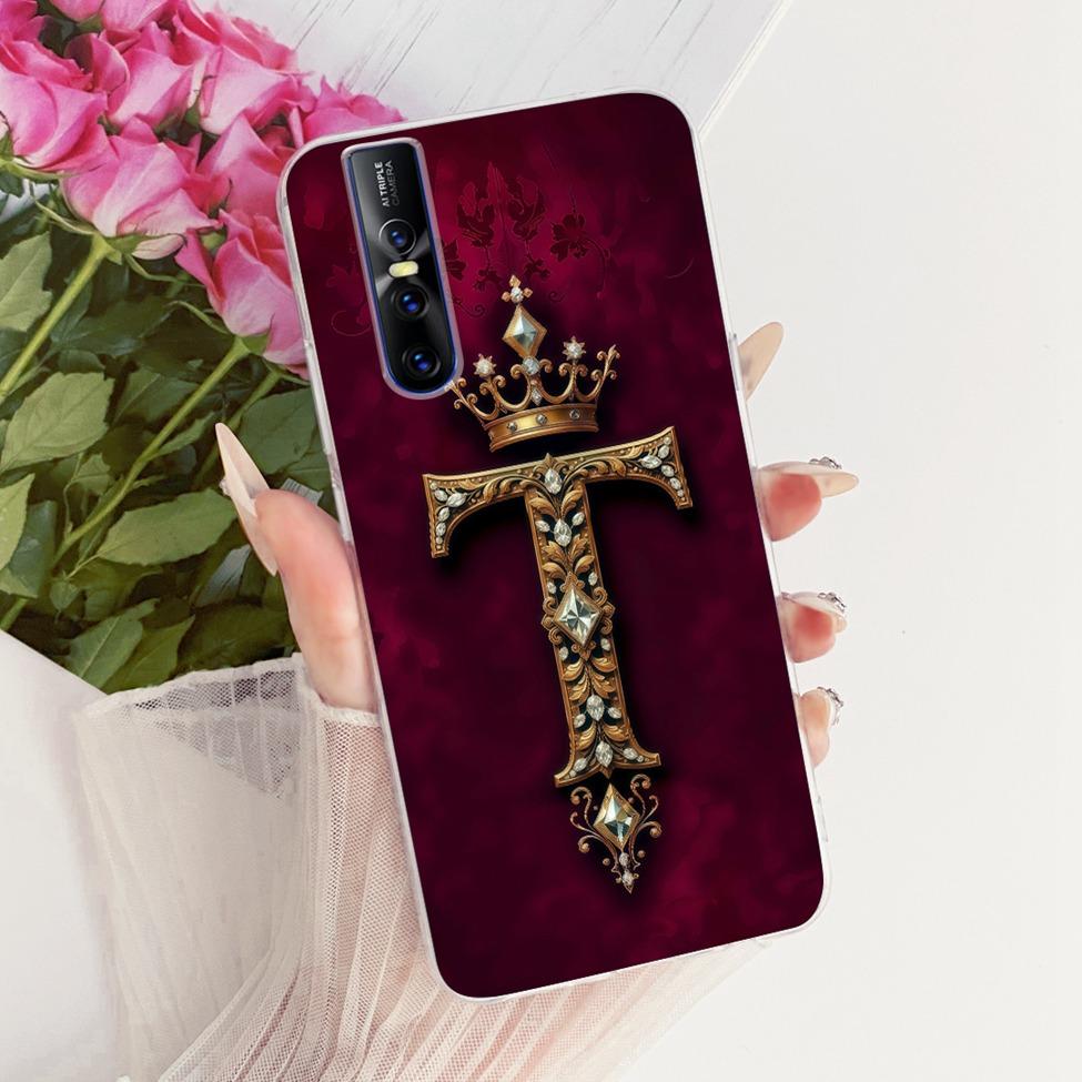 Чехол-крышка для Vivo V15 Pro Роскошный А-Я Буквы Модная Корона 2D Расписной Силиконовый Чехол для V15 Pro Vivo 1818