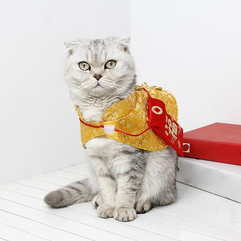 Костюм Кота на Китайский Новый Год Накидка Праздник Весны Собака Плащ Нарядная Одежда Праздничный Костюм Фото Наряд для Питомцев