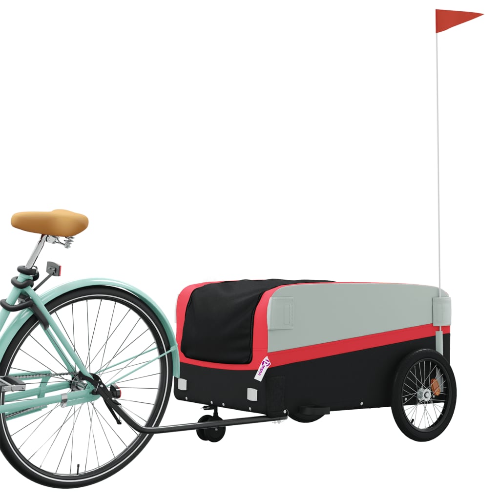 Vidaxl Przyczepka Rowerowa, Czarno-Czerwona, 45 Kg, Żelazo