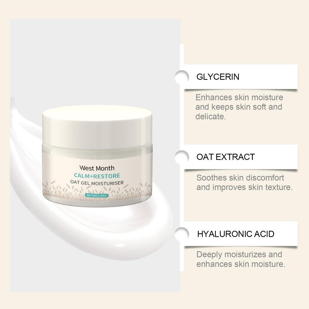 West&Month Oat Moisturizing Cream, Deeply Nourishes Facial Skin, Moisturizing and Hydrating Gentle Care Lotion 50g