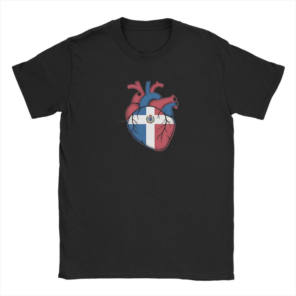 Unisex TShirts Dominican Republic Heart beats Casual 100 Cotton Tee Shirt Short Sleeve T Shirts Round Collar Clothing Classic