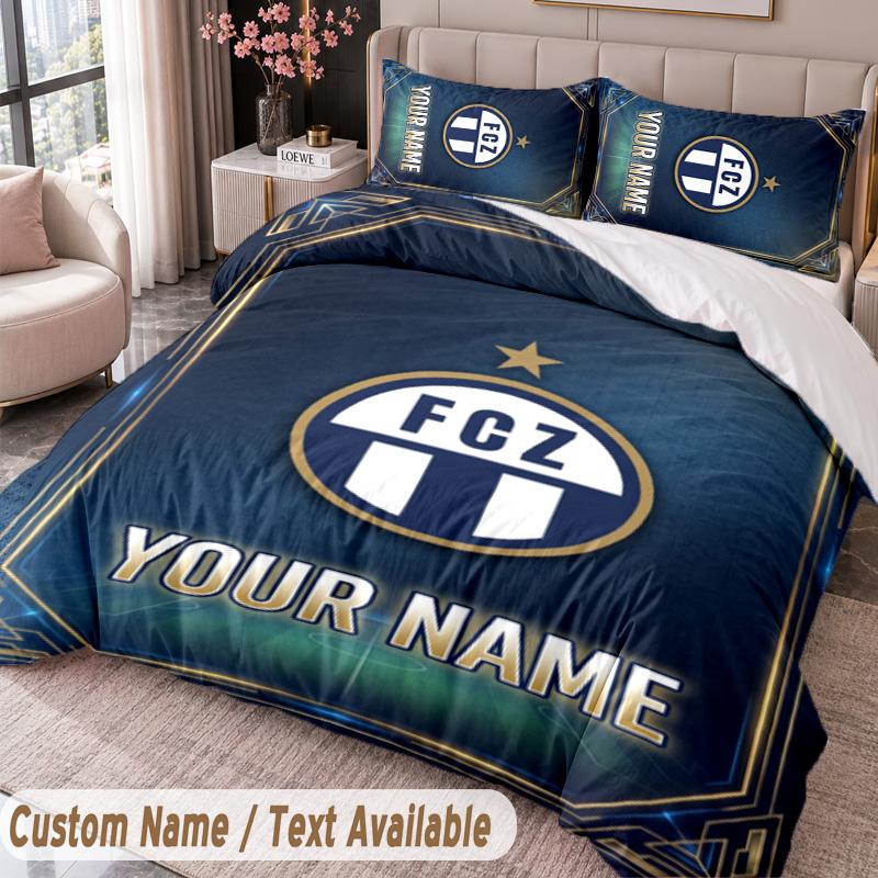 FC Zürich Printed Bedding Set Custom Name Text 1 Duvet Cover 2 Pillowcases For Bedroom