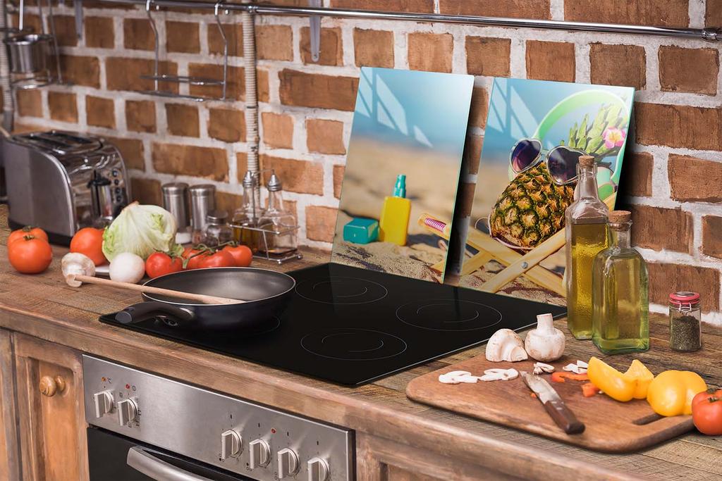 SZKLANA PŁYTA OCHRONNA DO KUCHNI 65x52 ANANAS