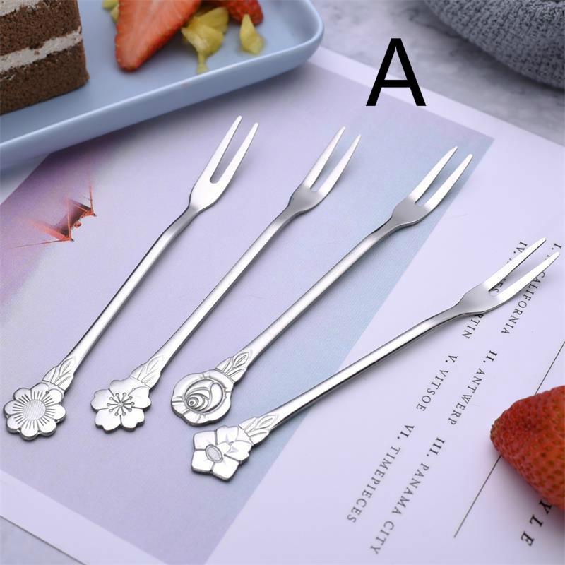 Kitchen Small Tools Creative Flowers Stainless Steel Fruit Fork Flower Handle New Fruit Forks Bento Items