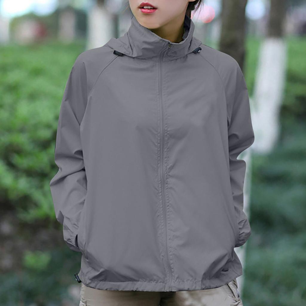 Женская однотонная куртка с капюшоном и длинными рукавами, ветровка, солнцезащитная куртка, спортивная куртка на открытом воздухе