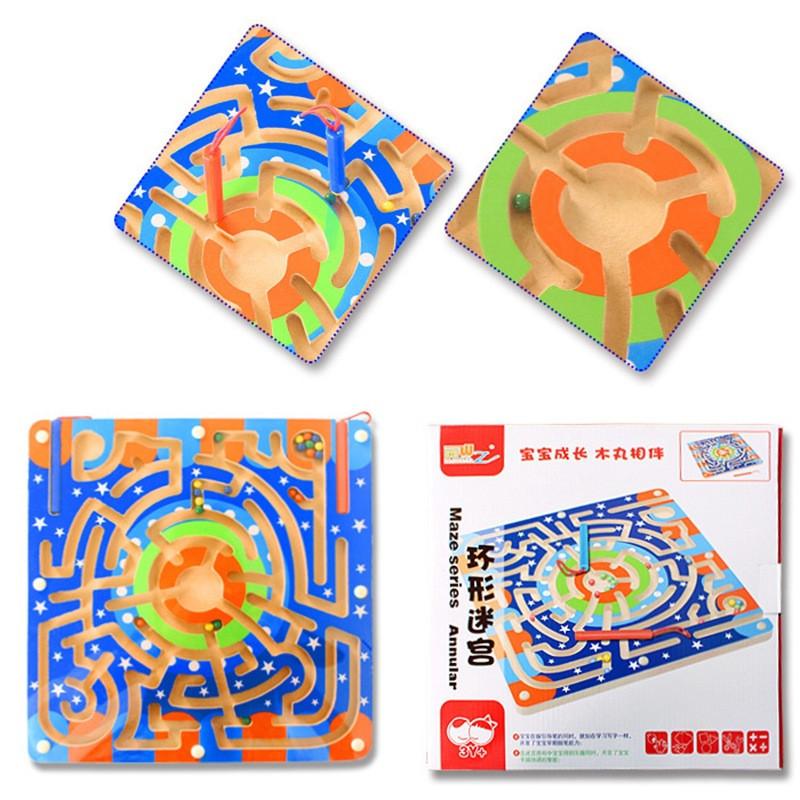 Деревянные игрушки, шариковая катушка, магнитная ручка, лабиринт, трек, развитие детских интеллектуальных игрушек
