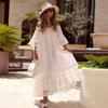 2025 Summer New Women's Dress Medium Sleeve Loose Solid Color Dress