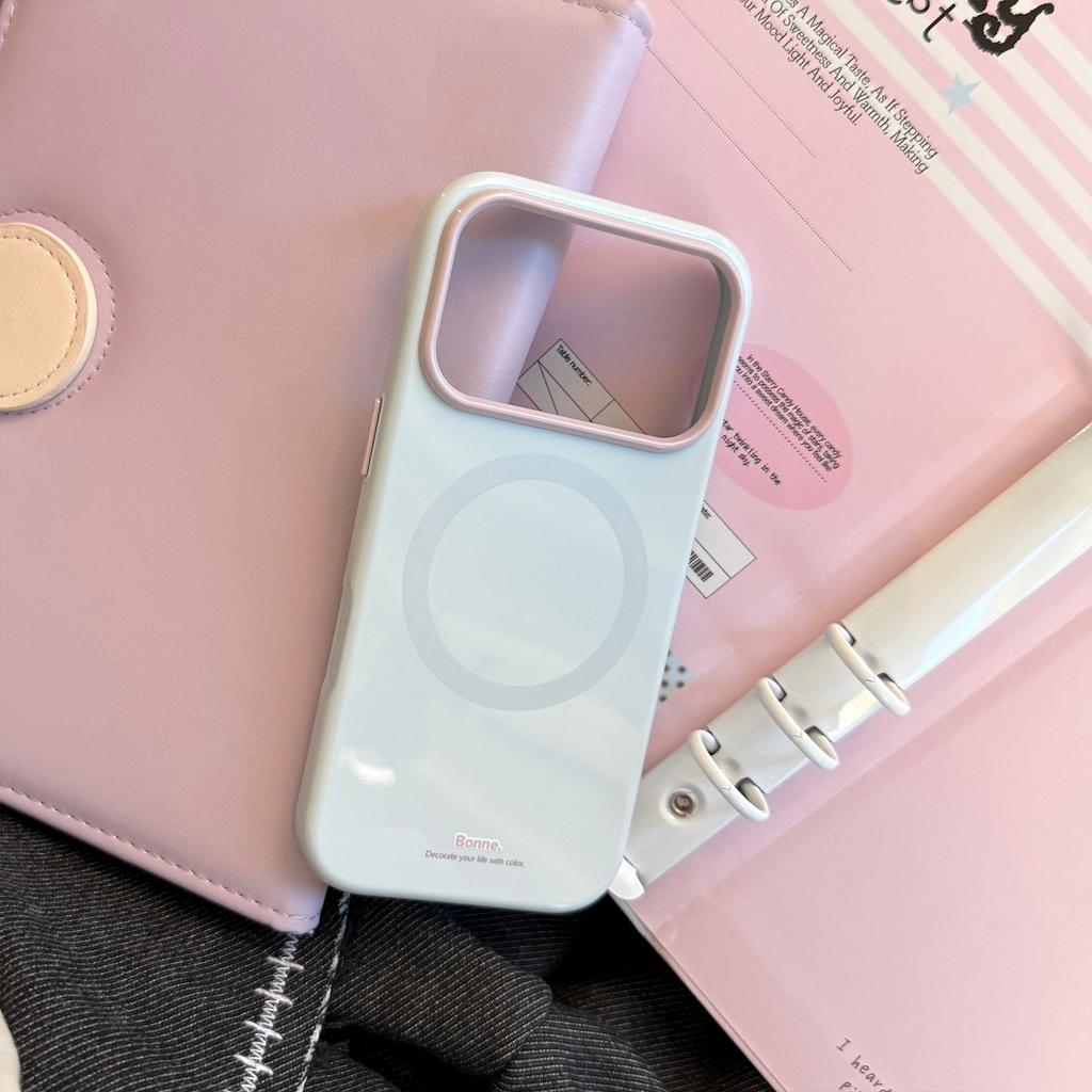 Niche minimalist magnetic case suitable for Apple 17 Pro Max, iPhone 16, Korean style ins soft case for 15, macaron color
