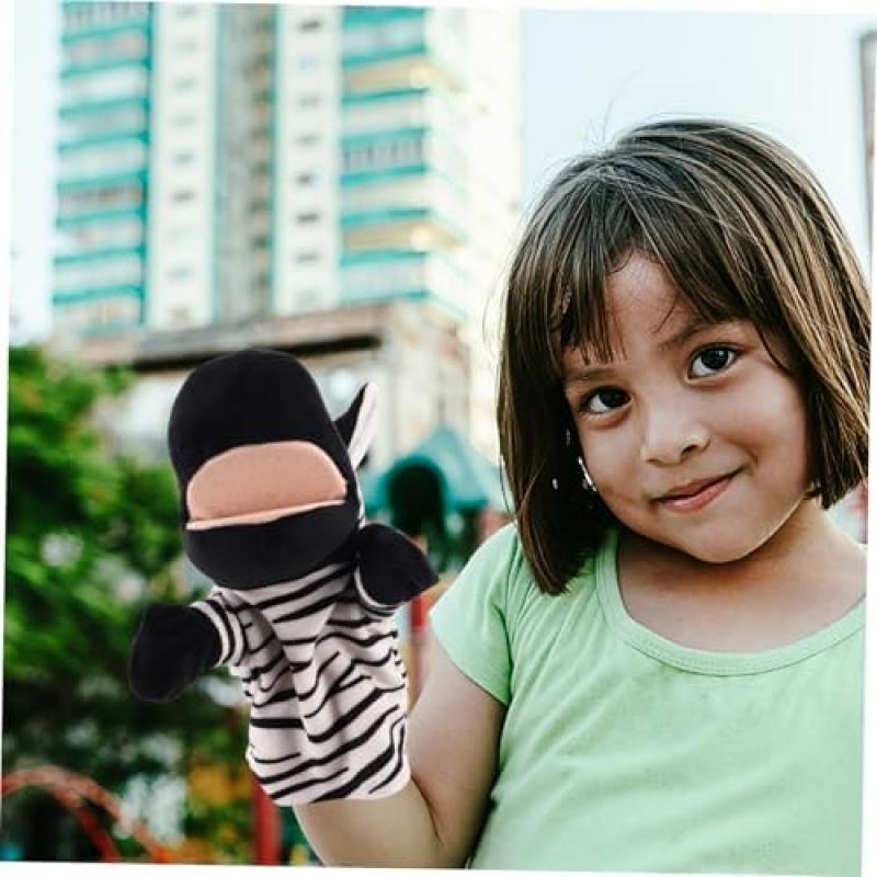 Zebra Finger Puppet with Mouth Opening Soft Plush Hand Puppet for Kindergarten Kids Parent-Child Interaction Puppet Theater Toy