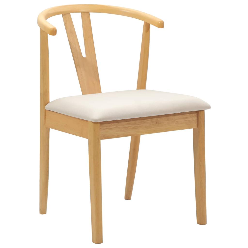 Dining Chair Set of 2 Natural Light Solid Rubberwood