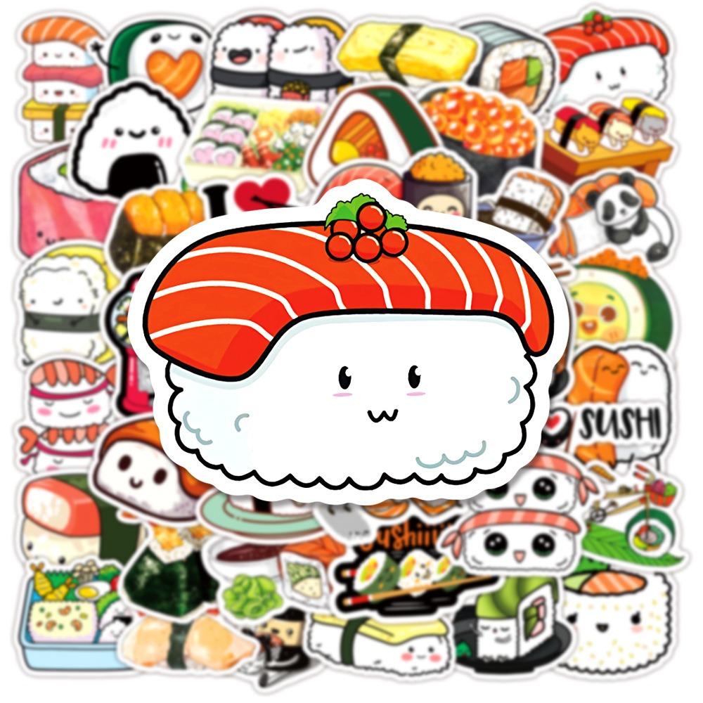 50 Sheets Cute Cartoon Sushi Decorative Stickers Laptop Kpop Toploader Photocard Sticker Book Gift School Stationery