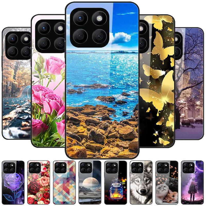 For Honor X8C Case Tempered Glass Hard PC Back Shell for Honor X8C 4G Phone Cases Bumper Covers for HonorX8C X 8C Fashion Shells