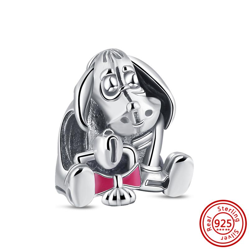 S925 Серебряный Подвеска в виде животного кошка, собака, панда, сова, белка, единорог, лошадь, медведь, кролик, сделай сам, бусина подходит для оригинального браслета, ювелирные украшения