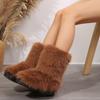 Fashion Short Boots Woman Winter Furry Snow Kawaii Fashion Trend Cosplay Comfortable Big Size 42 43 44 White Wine Red