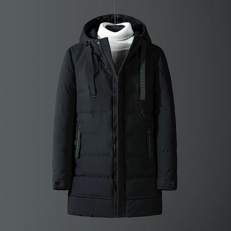 New Winter Hooded Thickened Cotton Coat for Men's Mid-length Versatile Cotton Coat Korean Style Trendy Men's Clothing