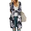 Women's Fashion Casual Printed Pocket Cardigan Medium And Long Coat
