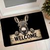 Jit1pc Flannel Floor Mat Cute Donkey Holding Wooden Welcome Sign Black Bottom Entrance Door Mat Bathroom Bedroom Non-Slip Fun Decorative Floor Mat
