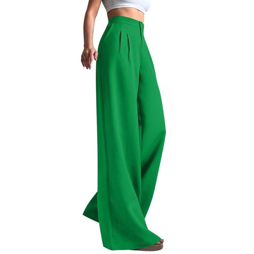 Рабочие брюки женские деловые повседневные с высокой посадкой и широкими штанинами, нарядные рабочие наряды