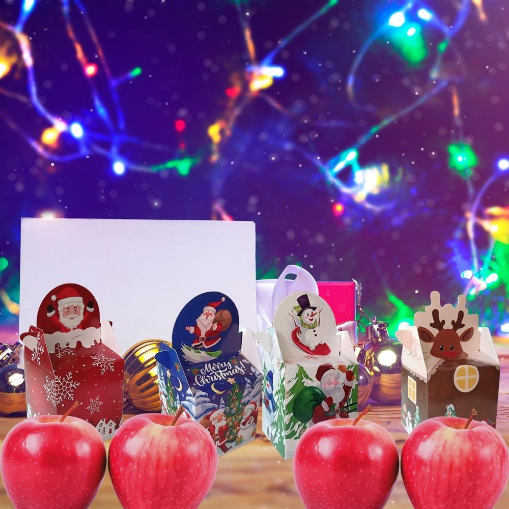 6 шт. Подарочная коробка Санта-Клауса, бумажная коробка с изображением лося, мультяшная рождественская бумажная коробка для вечеринки, Рождества