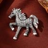Yousheng Retro Horse Brooch Rhinestone Inlaid Horse Pin Zodiac Year Animal Brooch Men Women Suit Accessory for Handbag Clothes Decoration