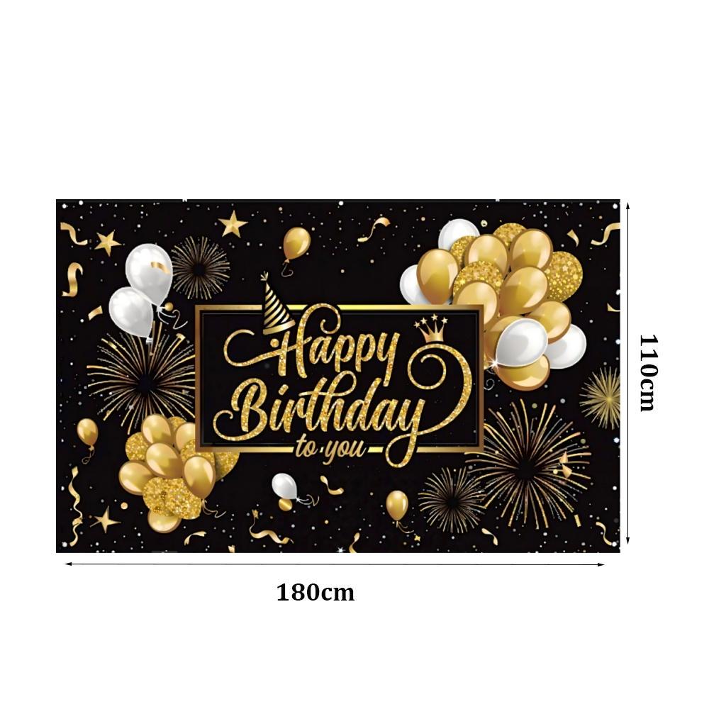 Черный Золотой С Днем Рождения Фон 180*110 см День Рождения Баннер Украшения Дома Фото Фон Подвесная Ткань Новинка
