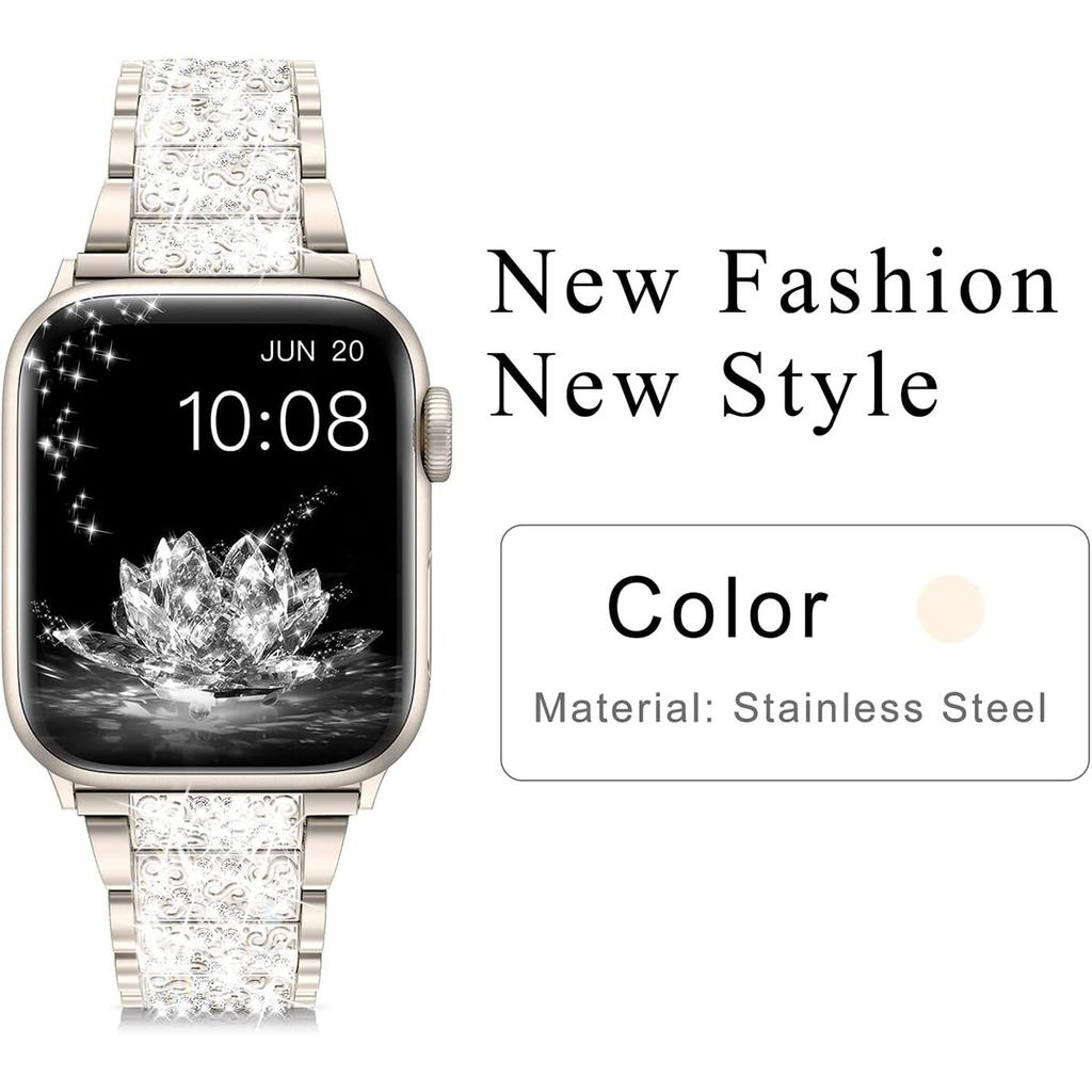 Классический сверкающий бриллиантовый ремешок для Apple Watch 40 мм 45 мм 44 мм 41 мм 42 мм 38 мм Металлический ремешок для IWatch Series 7 SE 6 5 4 Женский браслет