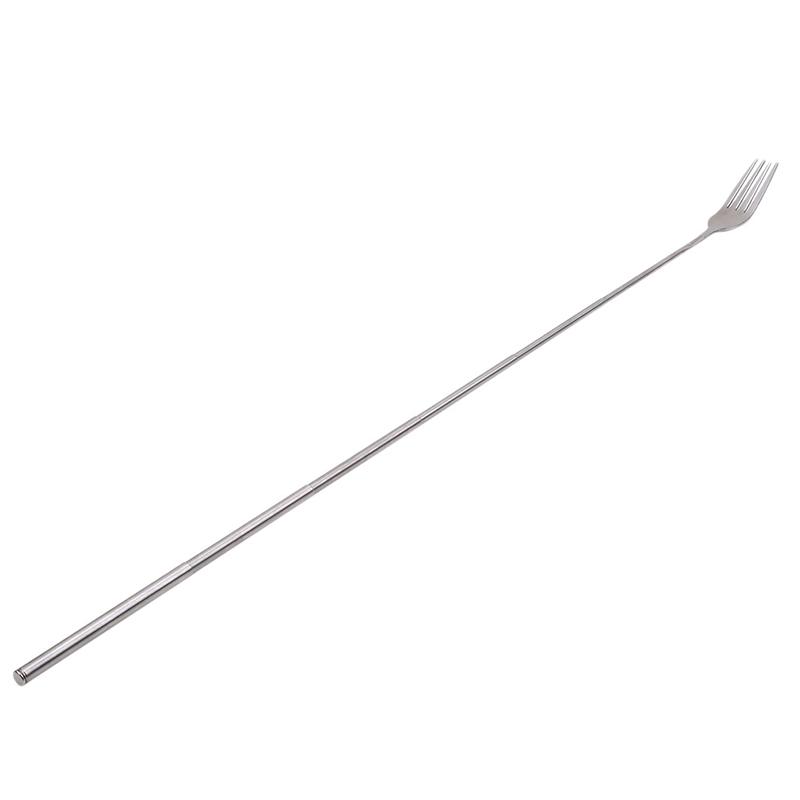 Серебряная телескопическая выдвижная вилка из нержавеющей стали для ужина, фруктового десерта, длинные столовые приборы, вилки для барбекю, вилка для мяса, кухонные аксессуары, инструменты