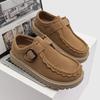 2025 Autumn New Thick-soled Loafu Kangaroo Shoes Men's One-pedal Flat-soled Muffin Bottom Belt Buckle Lazy Single Shoes