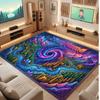 Space Cosmic Theme Crystal Velvet Floor Rug Personalized Custom Name Text Warm Carpet Home Decoration