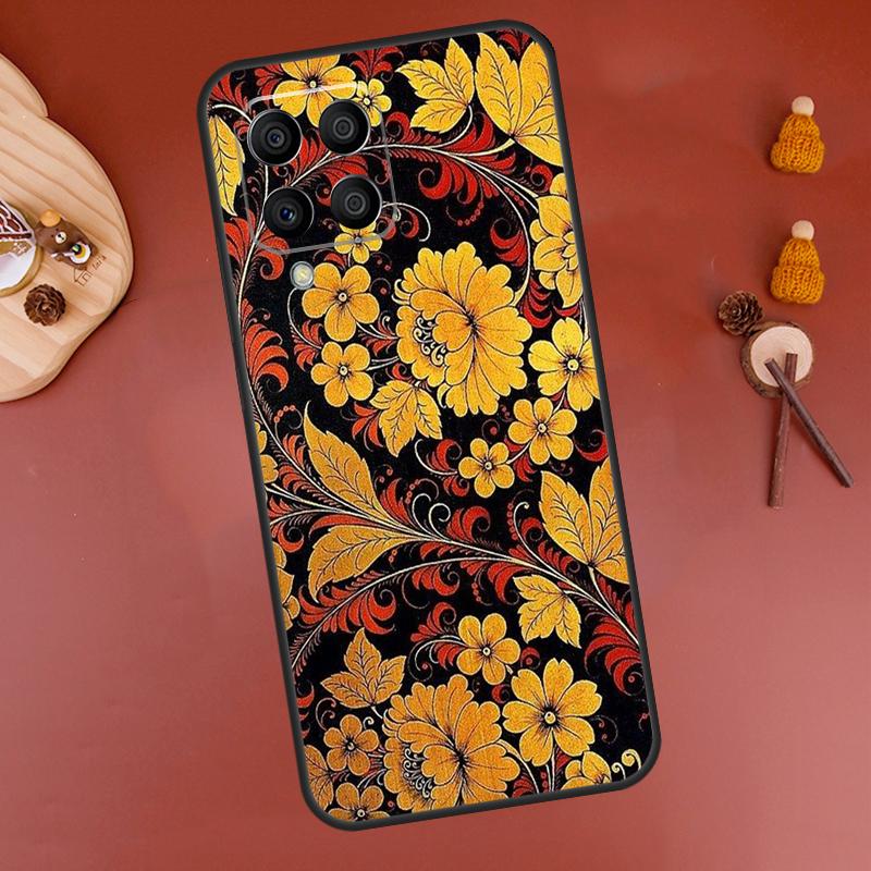 Russian Scarf Floral Case For Samsung Galaxy M15 M35 M55 M11 M14 M34 M54 M31 M13 M53 M51 M12 M32 M52 M16 M36 M56