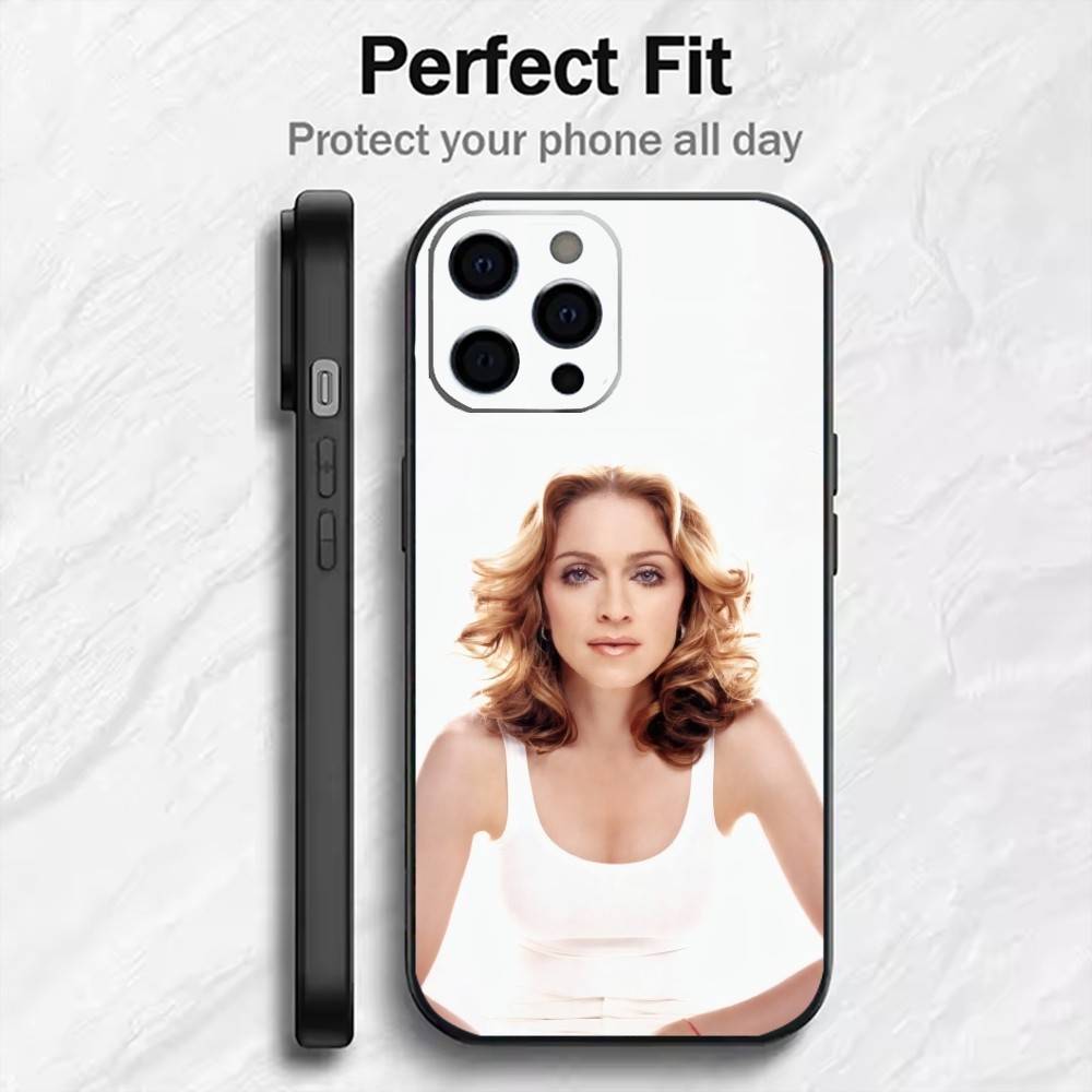 Queen of Pop M-MadonnaS Phone Case For iPhone17,16,15,14,13,12 Plus,Max Soft Silicone Black Cover