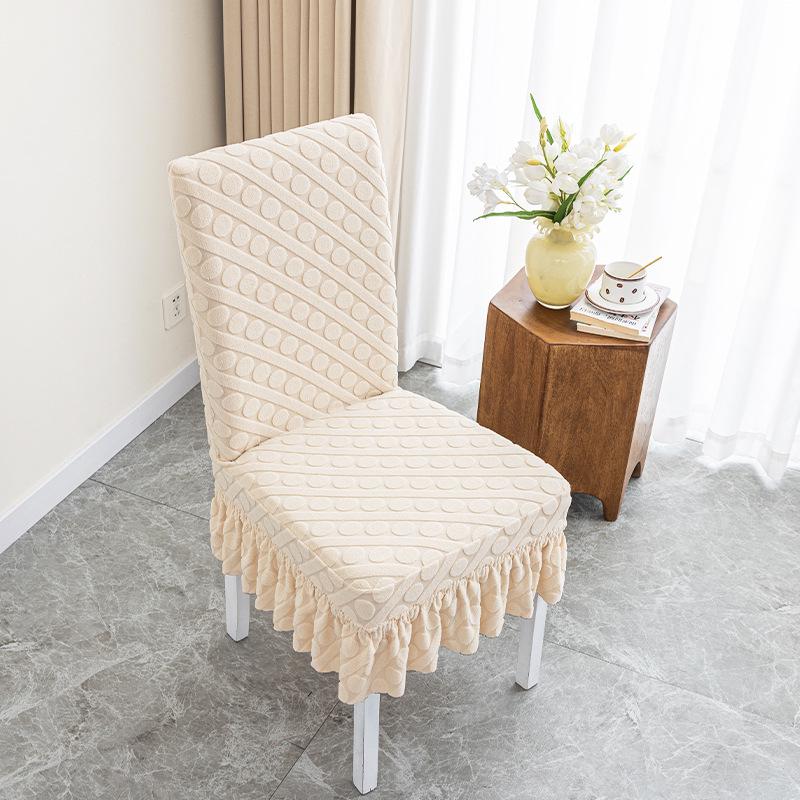 Жаккардовый стрейч чехол-юбка для обеденного стула на все сезоны