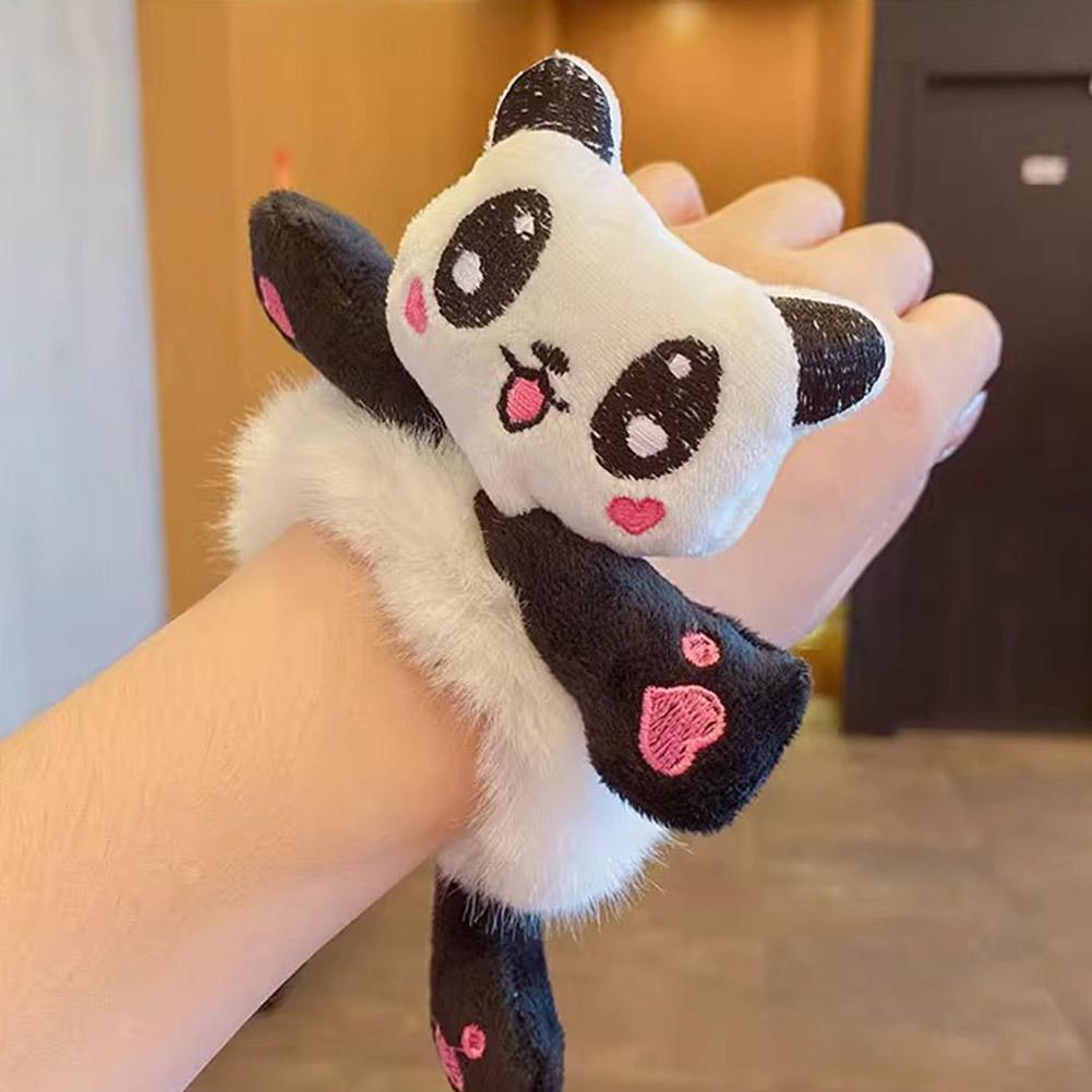 Women Girls Cute Cartoon Panda Hair Scrunchies Bear Elastic Plush Hair Sweet Cat Ponytail Hair L4U6