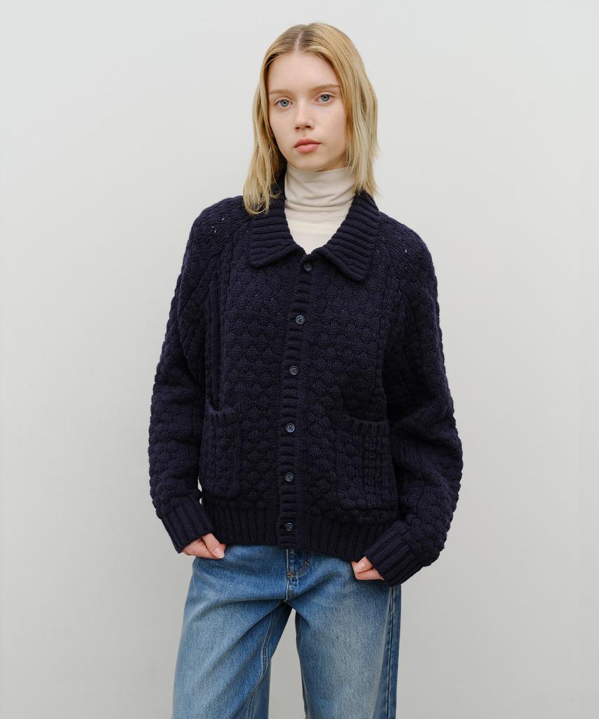 Marith + Franois Girbaud Collar Cable Cardigan Navy